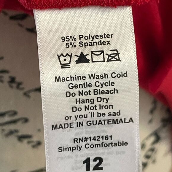 LuLaRoe Size 12 Kids Parker Tee • Solid Red w/White Trim • Americana Collection - Picture 10 of 13